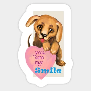 Cute dog. Baby pets. Puppy friendship love. Sticker